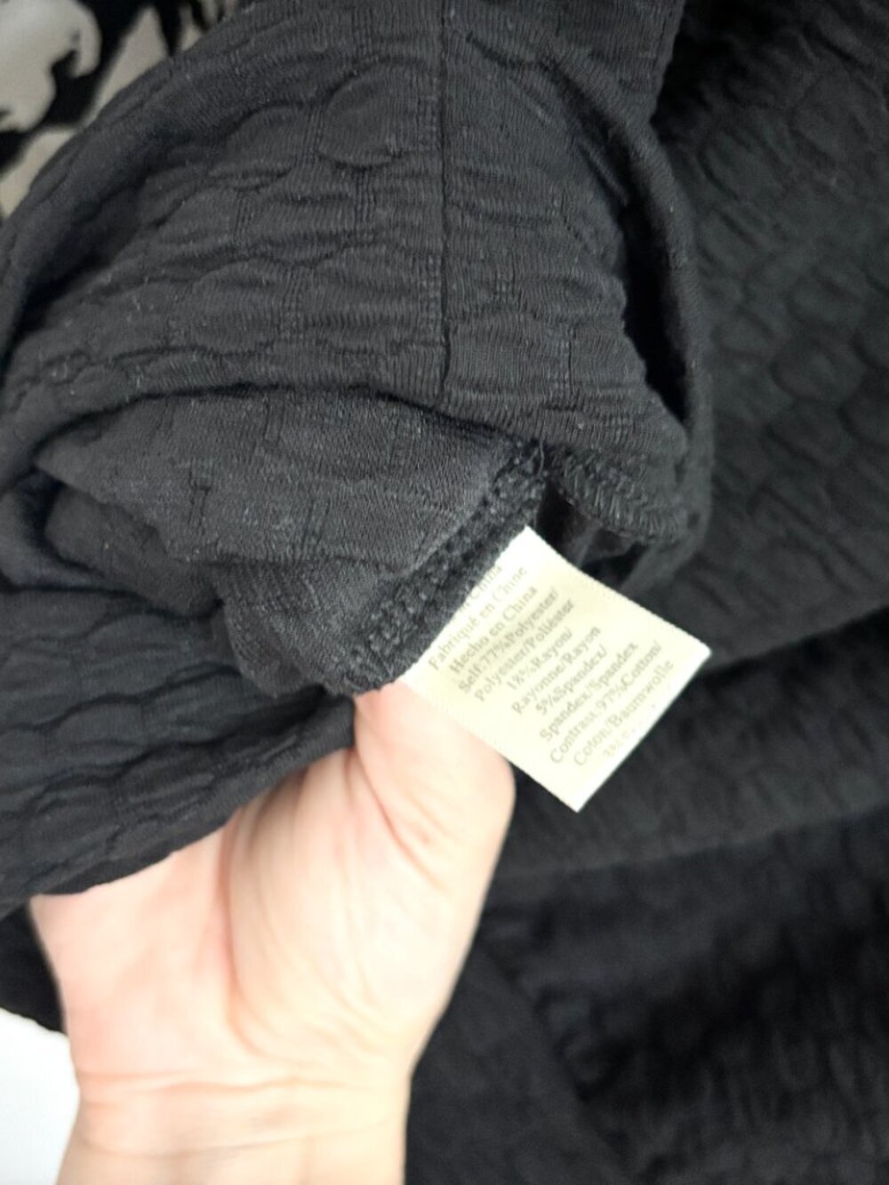 Anthropologie Porrdige Black Textured Floral Sleeve Mixed Media Sweatershirt - M - Picture 9 of 10